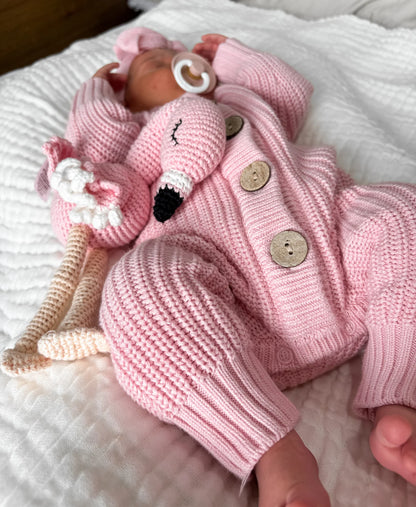 3 Little Crowns Knit Romper - Pink
