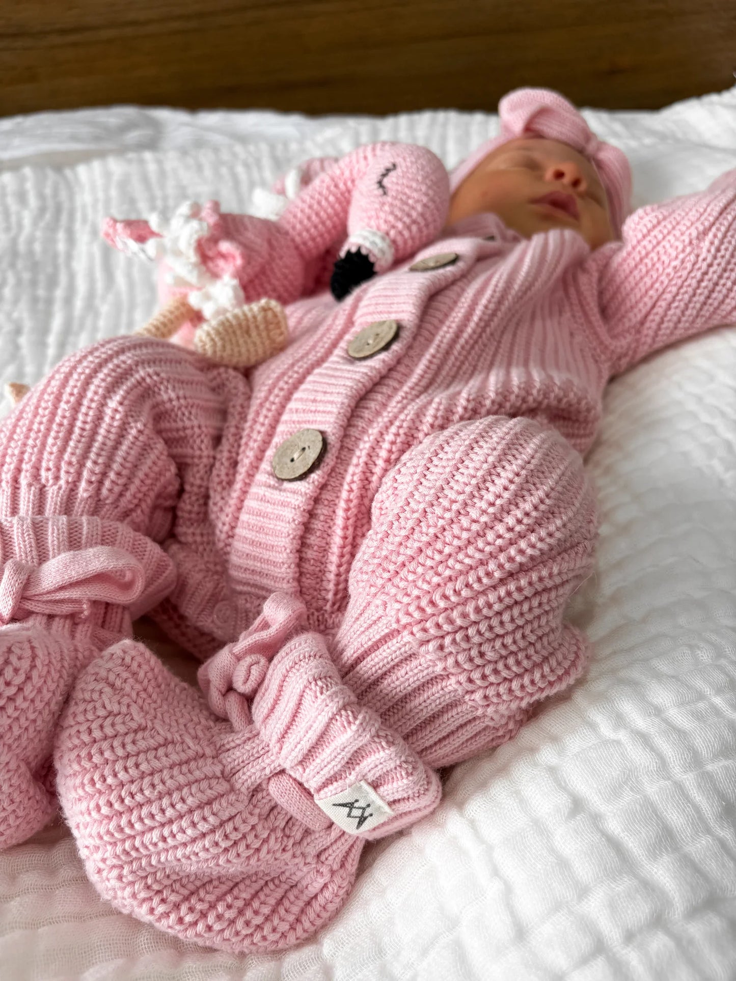 3 Little Crowns Knit Romper - Pink