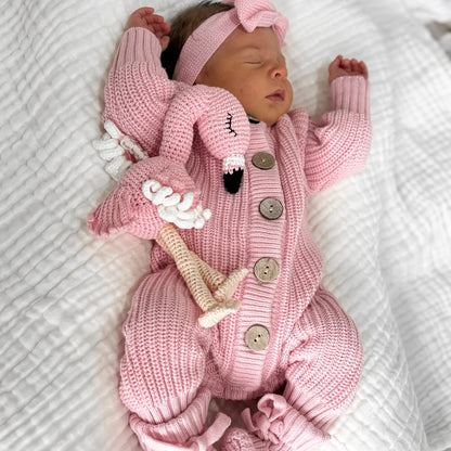3 Little Crowns Knit Romper - Pink