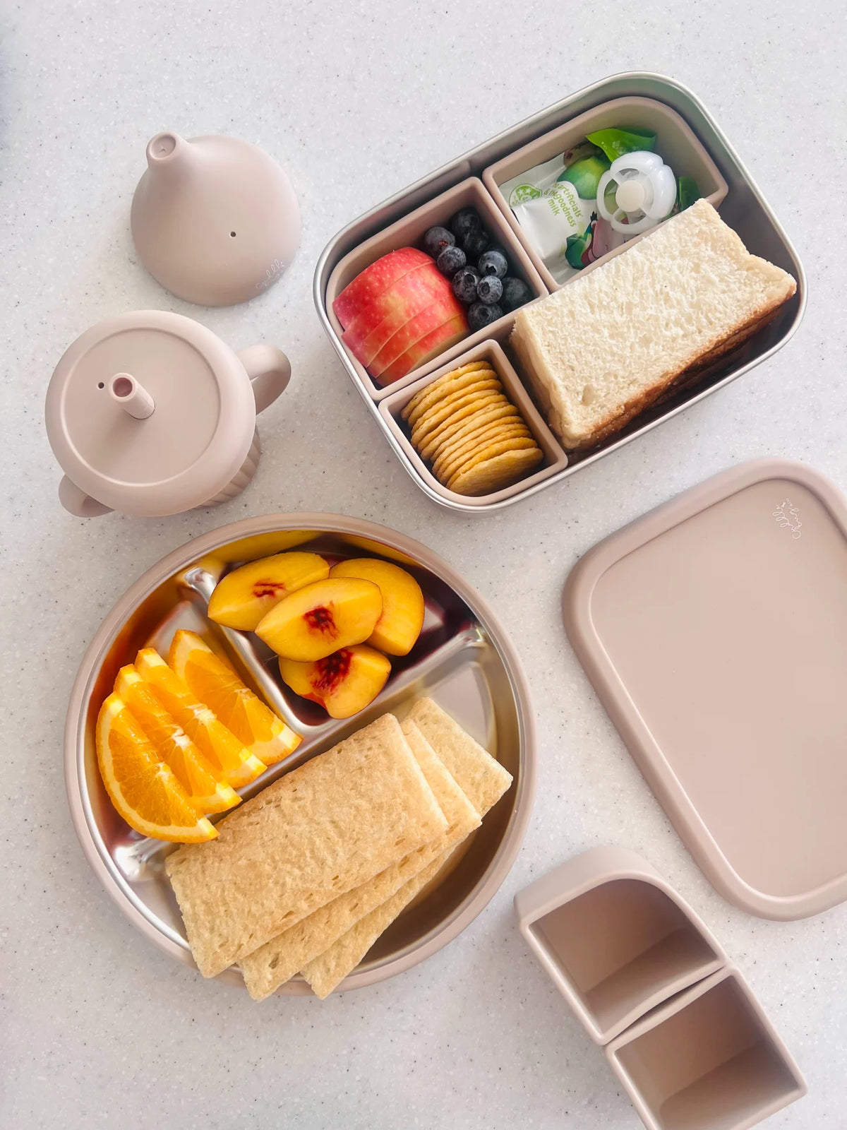 CUDDLEBUG & CO | STAINLESS STEEL BENTO BOX | CHERRY