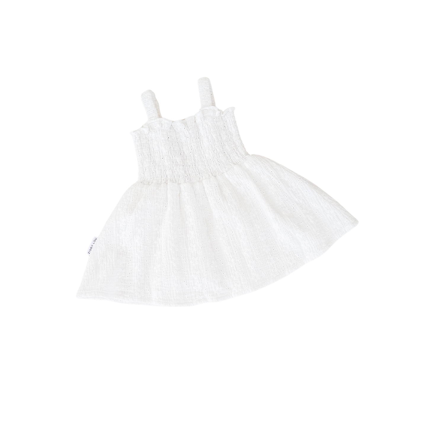 White dress with thin straps on a white background