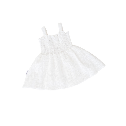 White dress with thin straps on a white background
