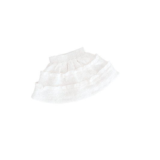 White lace petticoat on a white background