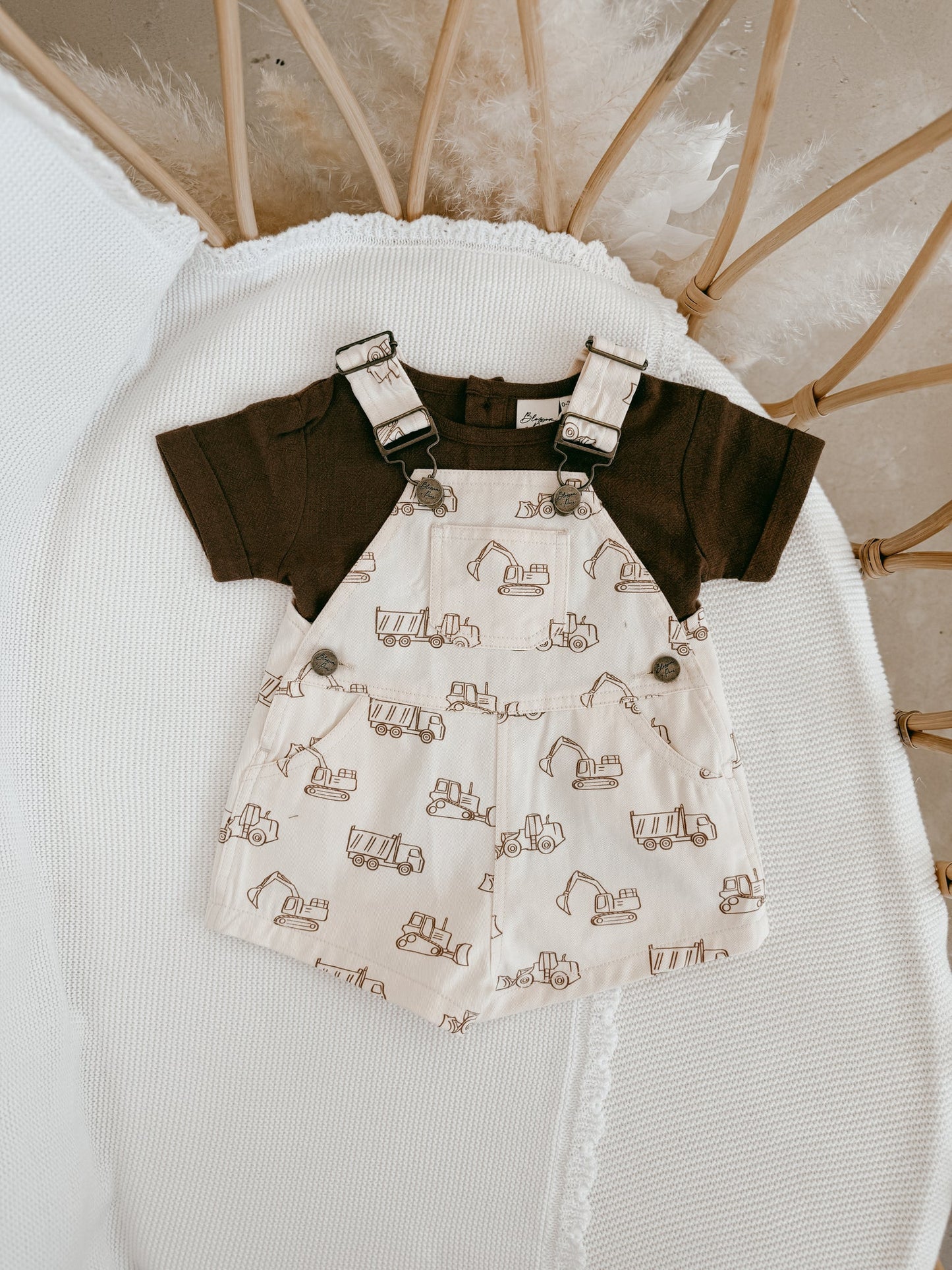 BLOSSOM AND PEAR DENIM SHORT OVERALL | LITTLE DIGGER