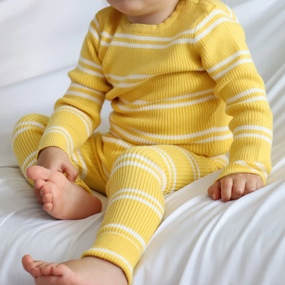 KOZY CLUB RIBBED KNIT SET | SUNSHINE STRIPE