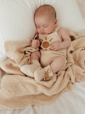 Ziggy Lou Knitted Blanket - Biscotti Fleck