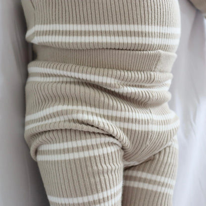 KOZY CLUB RIBBED KNIT SET | OAT STRIPE