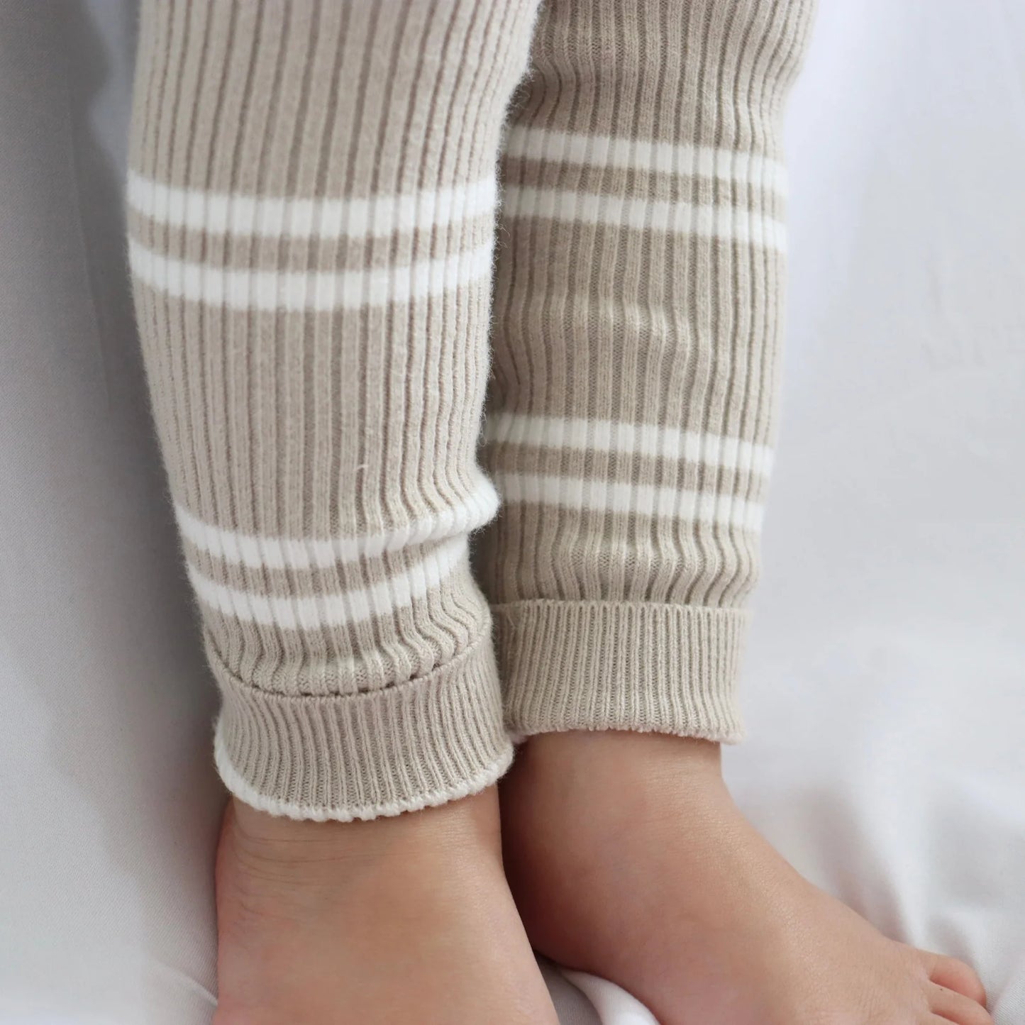 KOZY CLUB RIBBED KNIT SET | OAT STRIPE