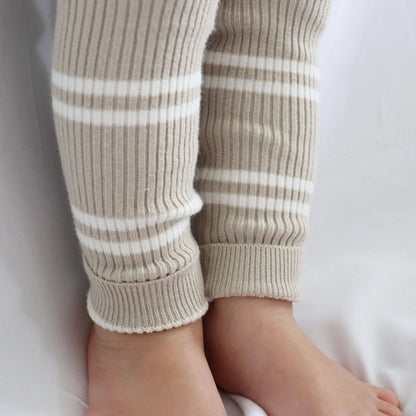 KOZY CLUB RIBBED KNIT SET | OAT STRIPE