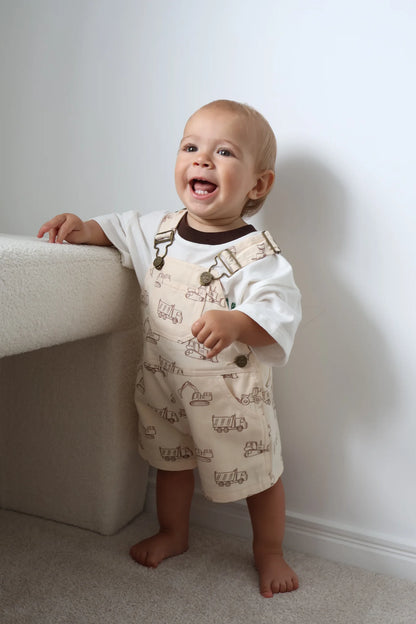 BLOSSOM AND PEAR DENIM SHORT OVERALL | LITTLE DIGGER