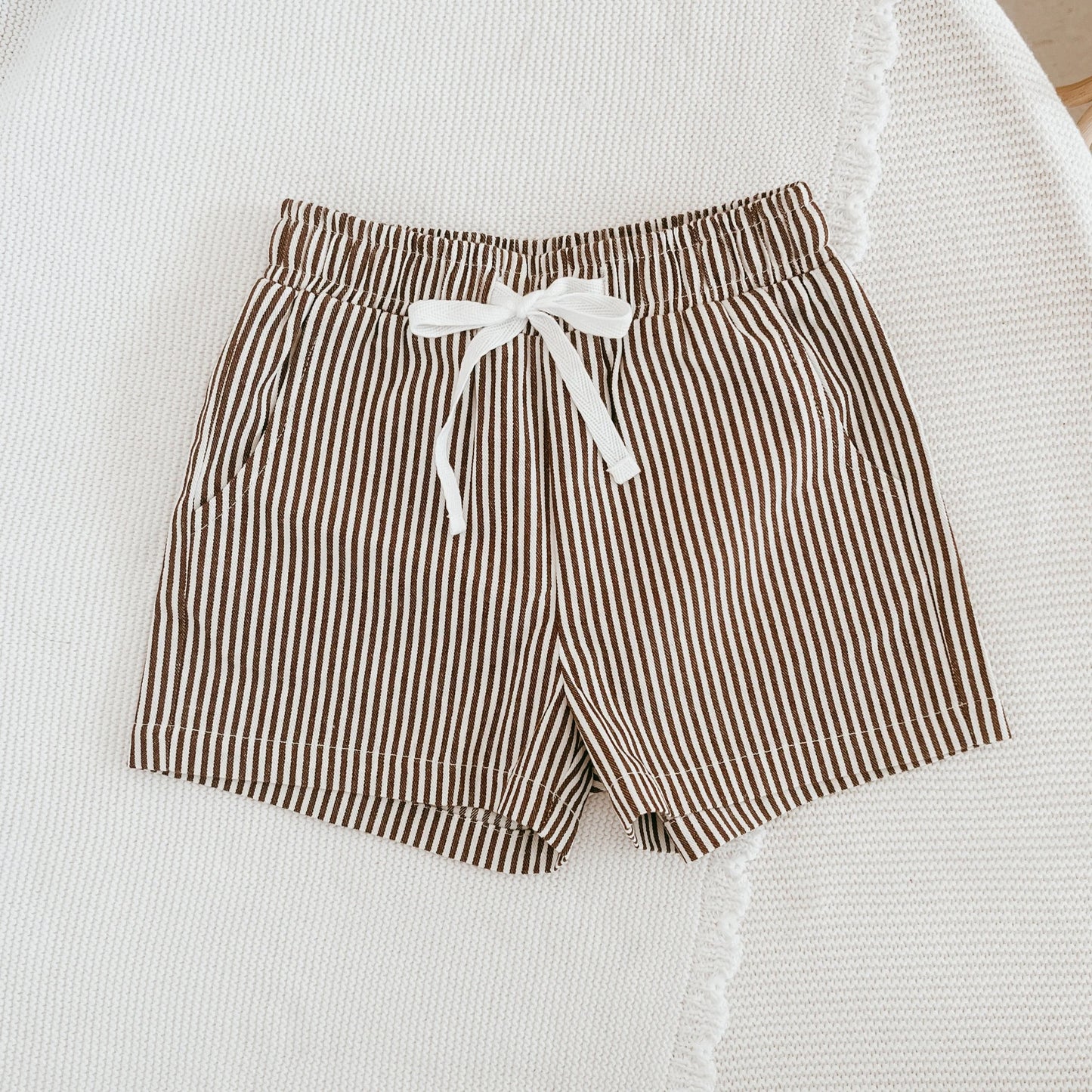 BLOSSOM AND PEAR SHORTS | BROWN STRIPE