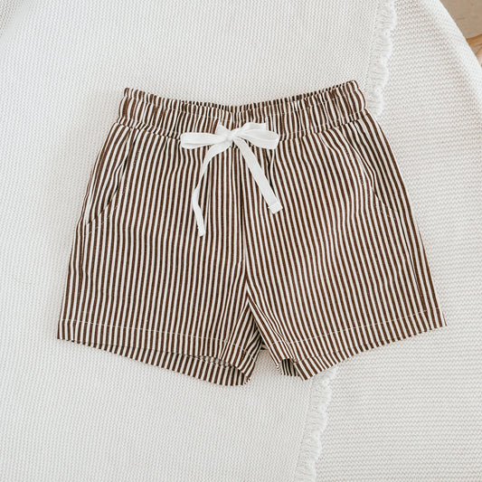 BLOSSOM AND PEAR SHORTS | BROWN STRIPE