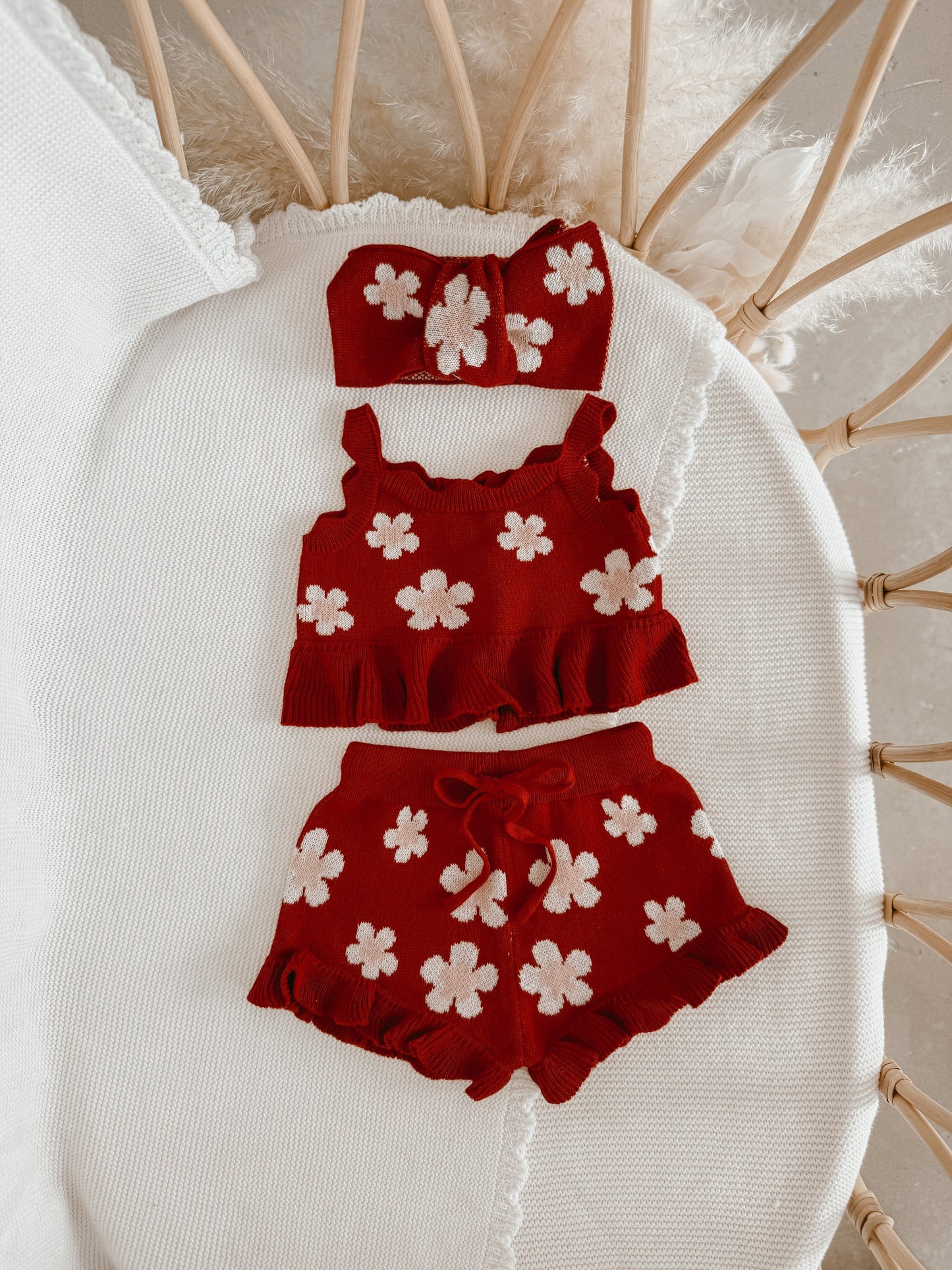 BLOSSOM AND PEAR KNIT TIE SET | RED POSY
