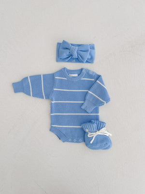 Ziggy Lou Bubble Knit Romper - River Stripe