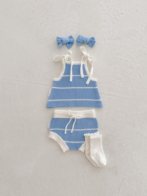 Ziggy Lou Button Singlet - River Stripe