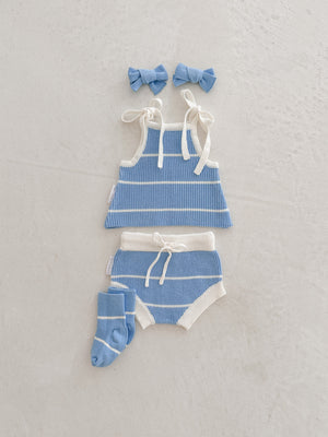 Ziggy Lou Button Singlet - River Stripe