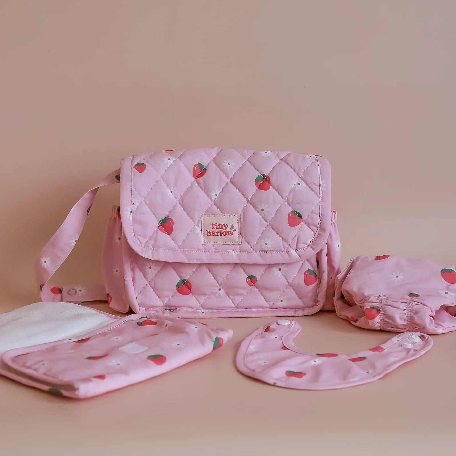 Tiny Harlow Convertible Doll's Nappy Bag Set - Strawberry Picnic