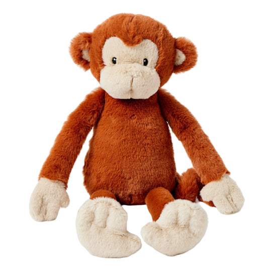 Plush monkey toy on a white background