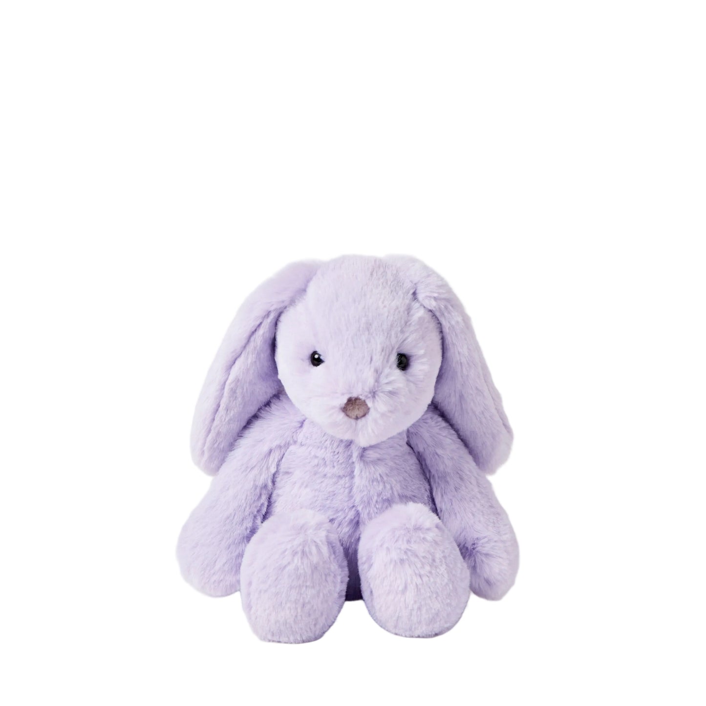Purple plush bunny toy on a light gray background