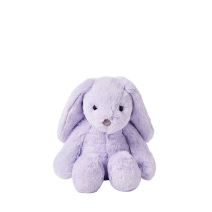 Purple plush bunny toy on a light gray background