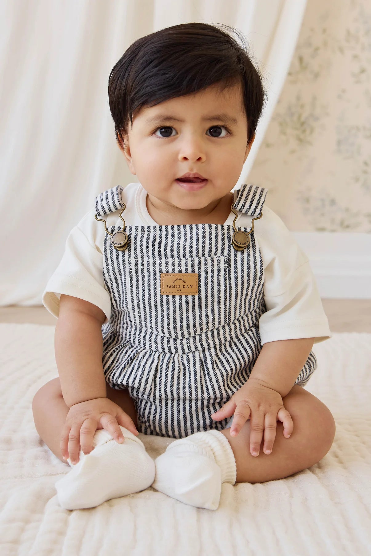 JAMIE KAY PAX SHORT OVERALL | SAILOR STRIPE ECLIPSE - Angus & Dudley Collections