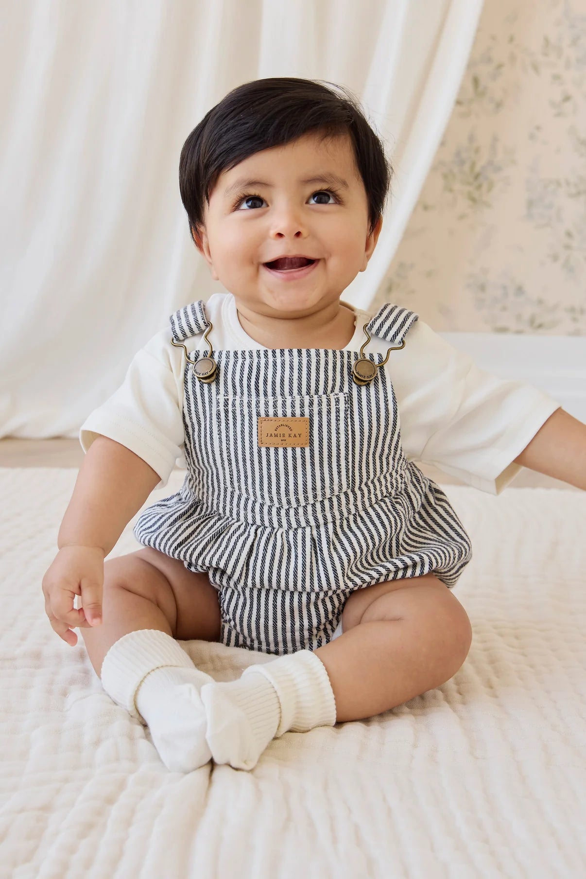 JAMIE KAY PAX SHORT OVERALL | SAILOR STRIPE ECLIPSE - Angus & Dudley Collections