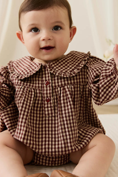 JAMIE KAY ORGANIC COTTON ELOWEN PLAYSUIT | CINNAMON GINGHAM