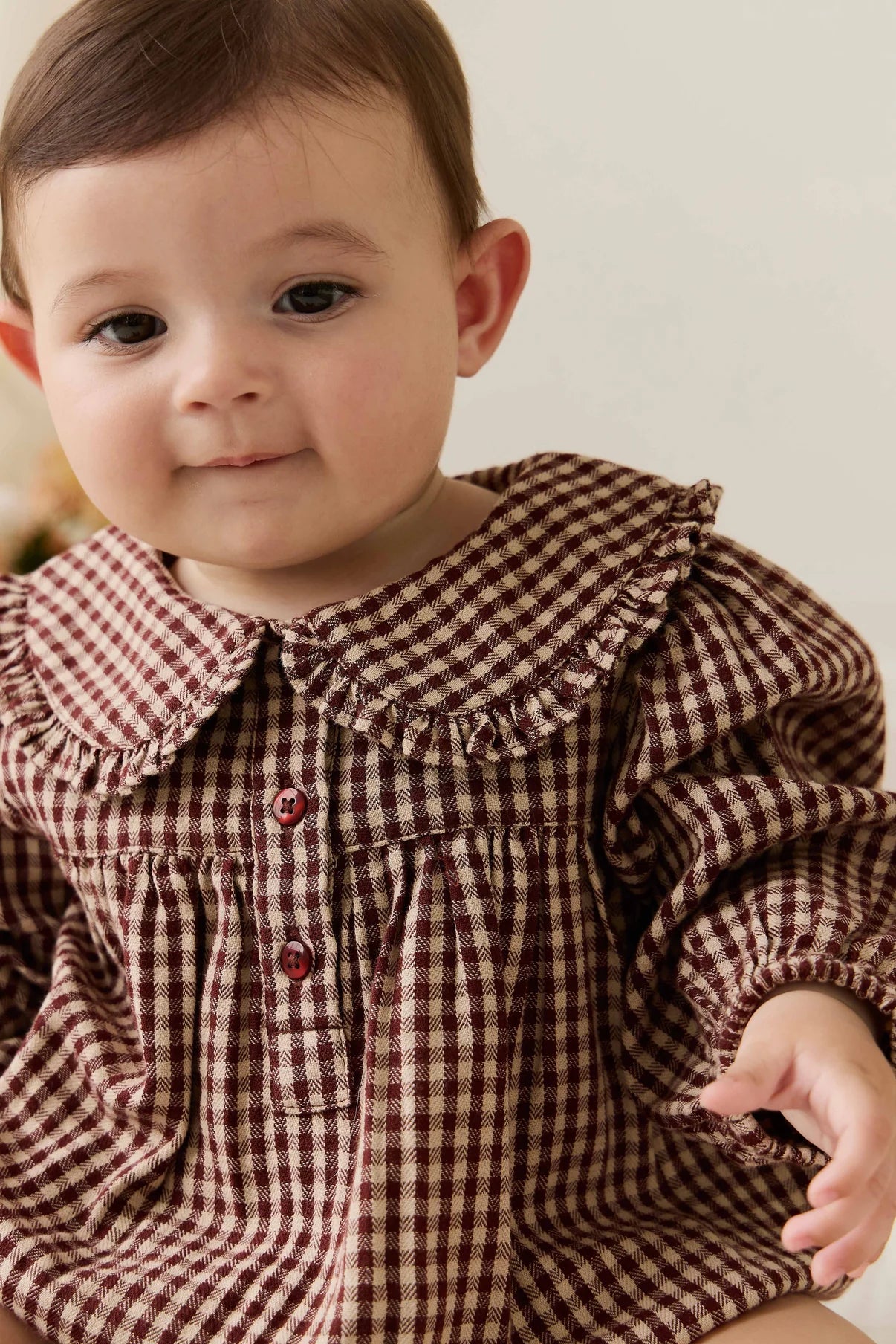 JAMIE KAY ORGANIC COTTON ELOWEN PLAYSUIT | CINNAMON GINGHAM