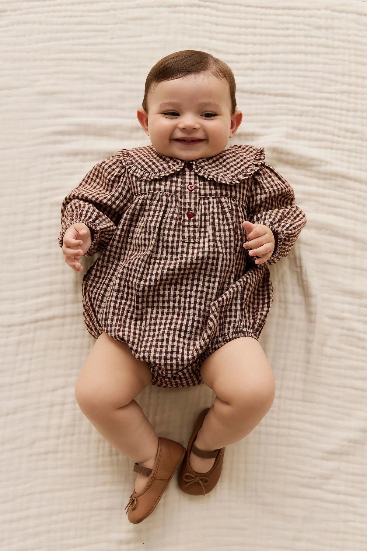 JAMIE KAY ORGANIC COTTON ELOWEN PLAYSUIT | CINNAMON GINGHAM