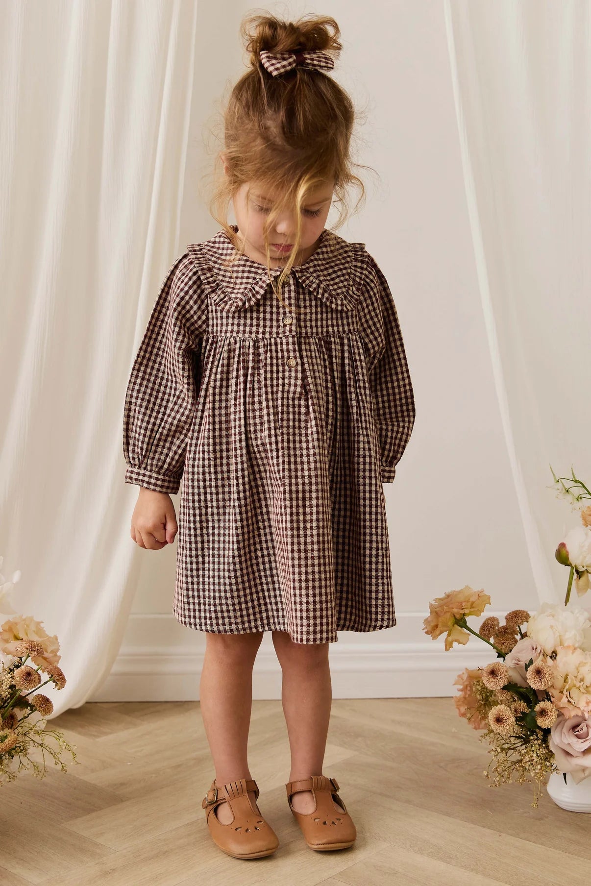 JAMIE KAY ORGANIC COTTON IRA DRESS | CINNAMON GINGHAM