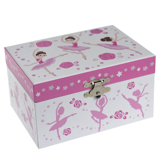 Jewelry box with ballerina design on a white background