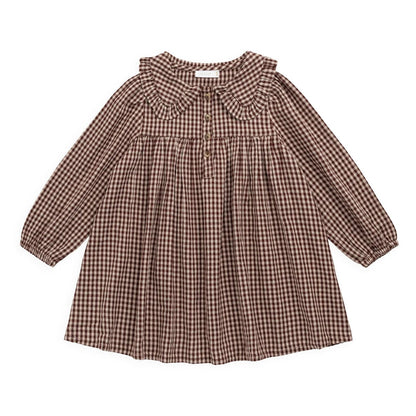 Brown checkered blouse on a white background