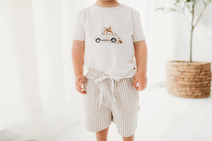 Child Of Mine Linen Shorts - Oak Stripe