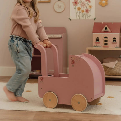 LITTLE DUTCH WOODEN DOLLS PRAM WITH BEDDING