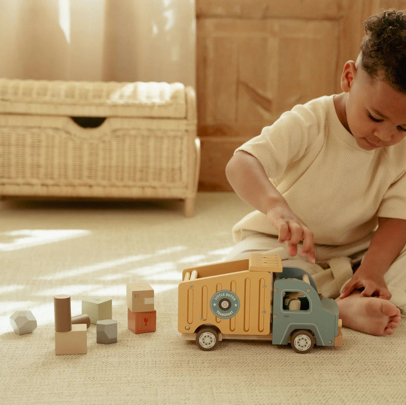 LITTLE DUTCH WOODEN GARBAGE TRUCK