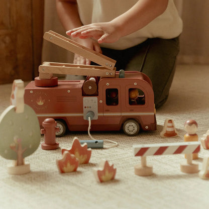 LITTLE DUTCH WOODEN FIRE TRUCK SET
