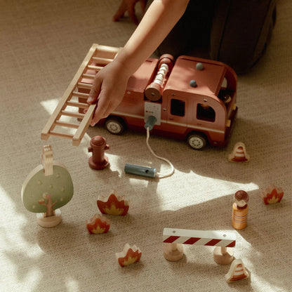LITTLE DUTCH WOODEN FIRE TRUCK SET