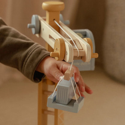 LITTLE DUTCH | WOODEN CRANE AND TRAIN TRACK SET