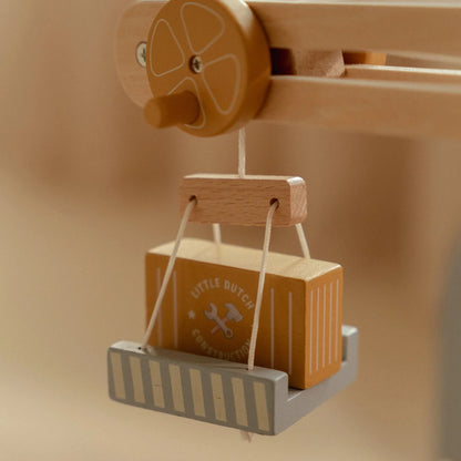 LITTLE DUTCH | WOODEN CRANE AND TRAIN TRACK SET