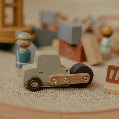 LITTLE DUTCH | WOODEN CRANE AND TRAIN TRACK SET