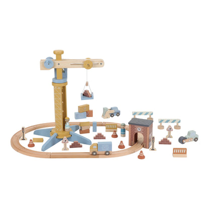 LITTLE DUTCH | WOODEN CRANE AND TRAIN TRACK SET
