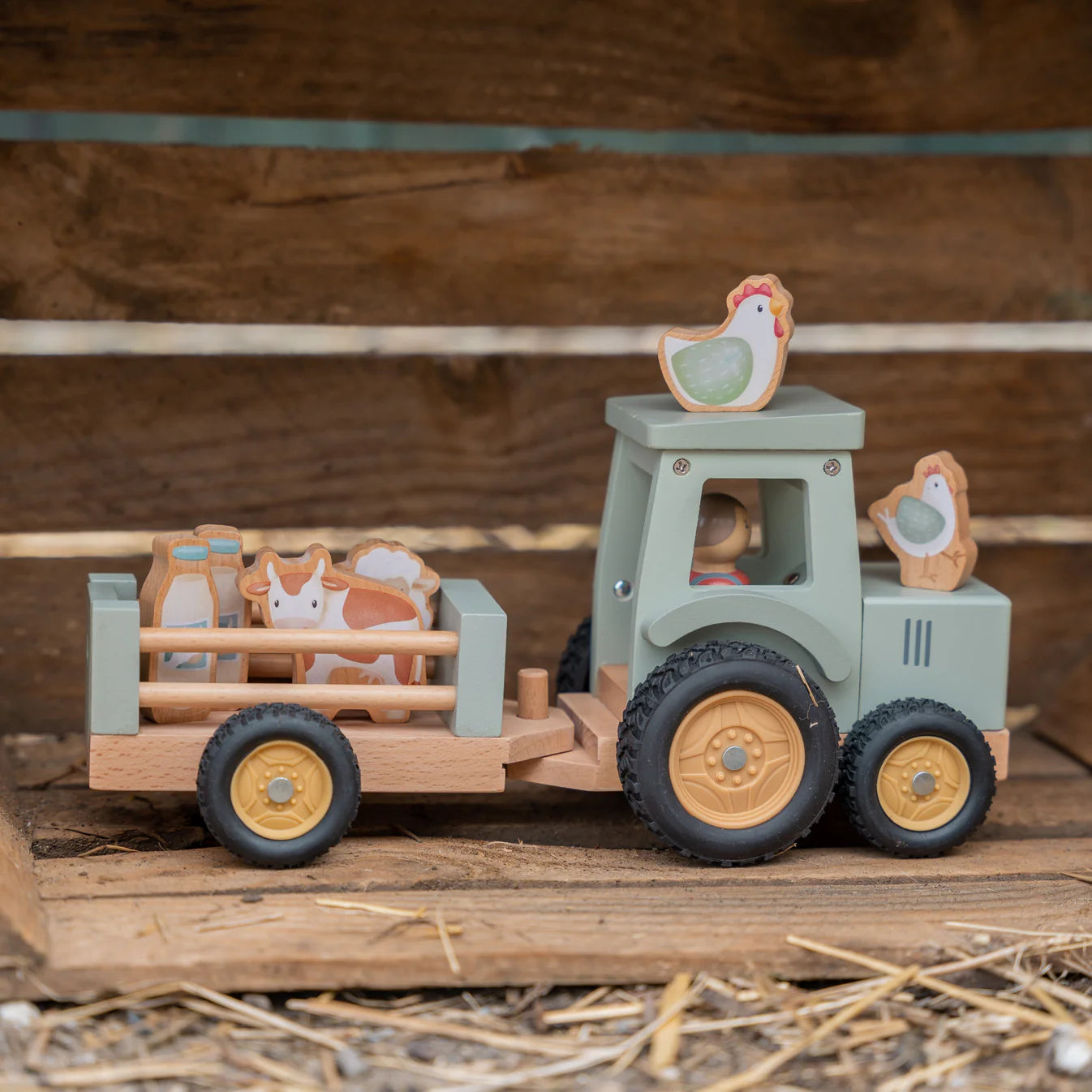 Little Dutch Wooden Farm Tractor and Trailer