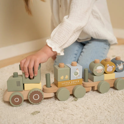 Little Dutch Wooden Little Farm Stacking Train Tractor