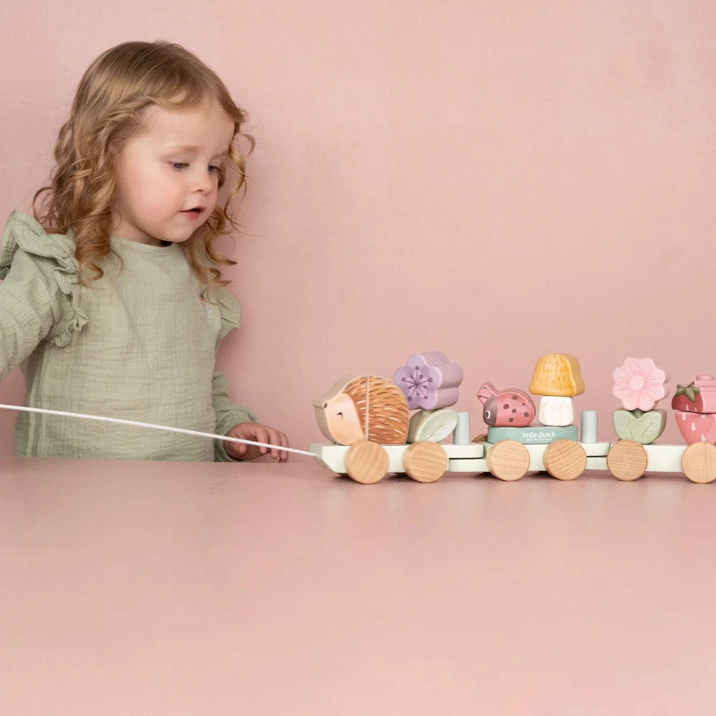 Little Dutch Wooden Fairy Garden Stacking Train Hedgehog