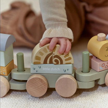 LITTLE DUTCH |  WOODEN BLOCK TRAIN | SAFARI