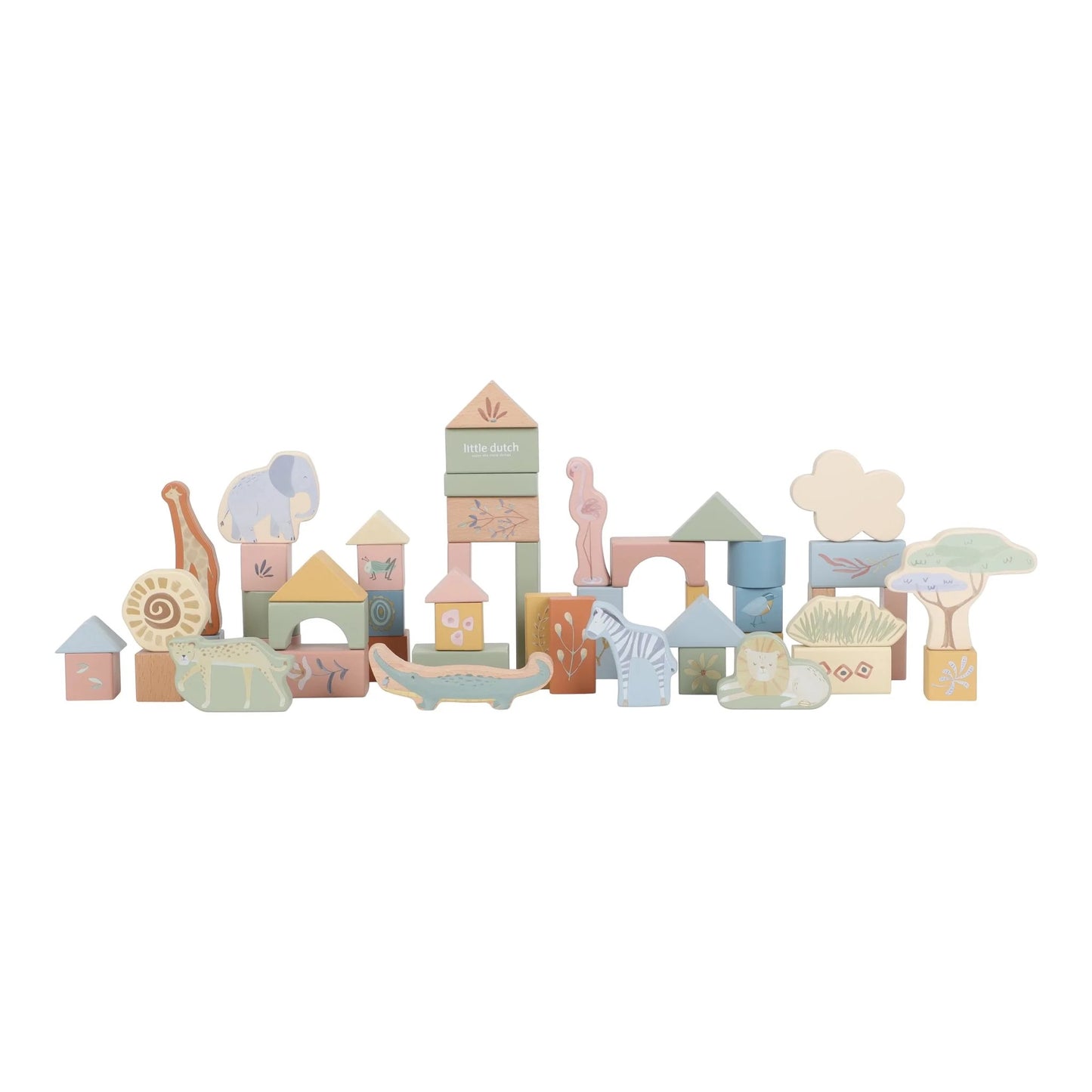 LITTLE DUTCH | WOODEN BUILDING BLOCKS | SAFARI FRIENDS