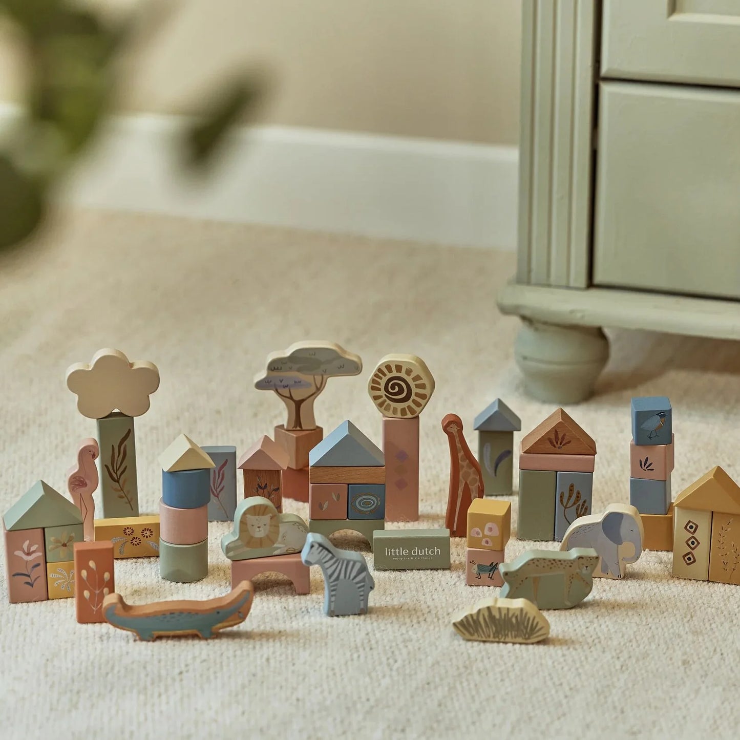 LITTLE DUTCH | WOODEN BUILDING BLOCKS | SAFARI FRIENDS