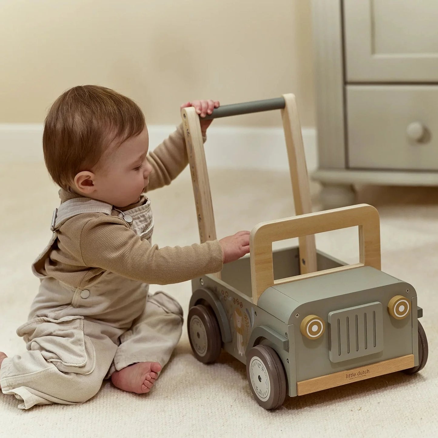 LITTLE DUTCH | WOODEN BABY WALKER | SAFARI CAR