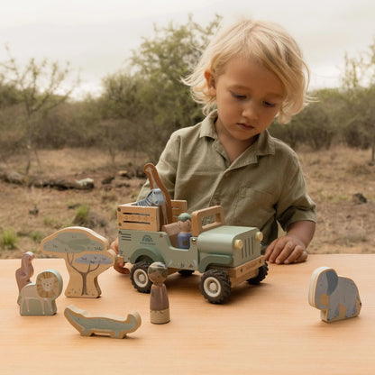LITTLE DUTCH | WOODEN SAFARI CAR WITH ANIMALS