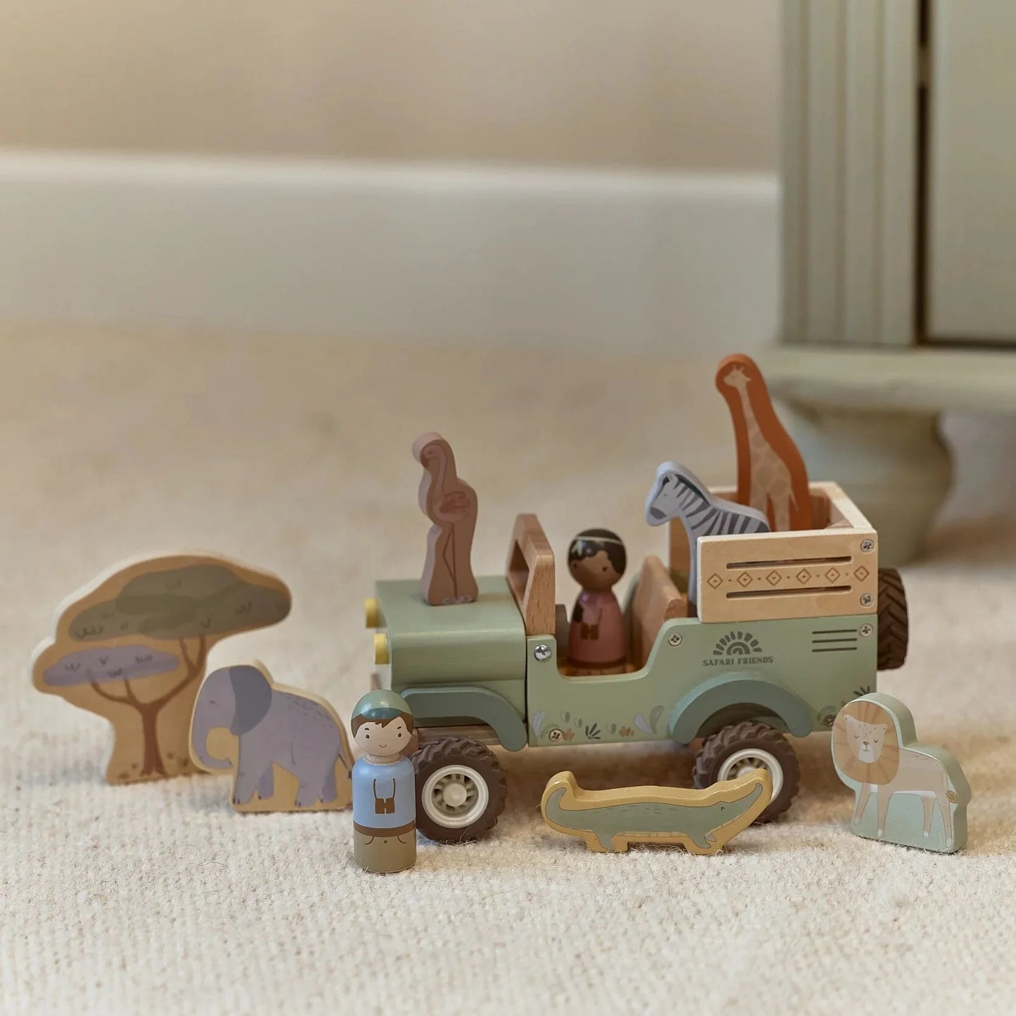 LITTLE DUTCH | WOODEN SAFARI CAR WITH ANIMALS
